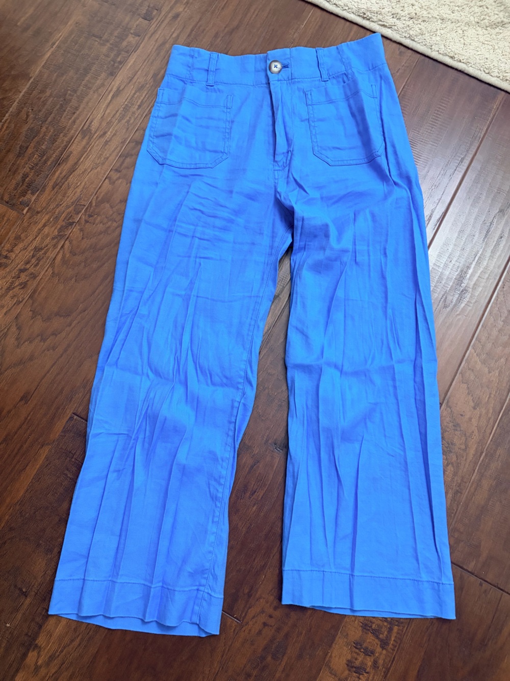 Bright Blue Wide-Leg cropped Pants